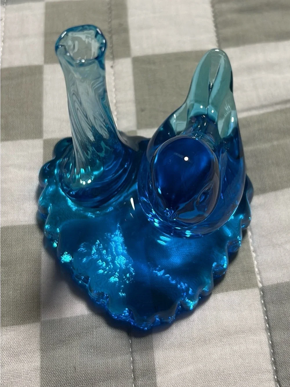 Blue Bird of Happiness Leo Ward Glass Bud Vase